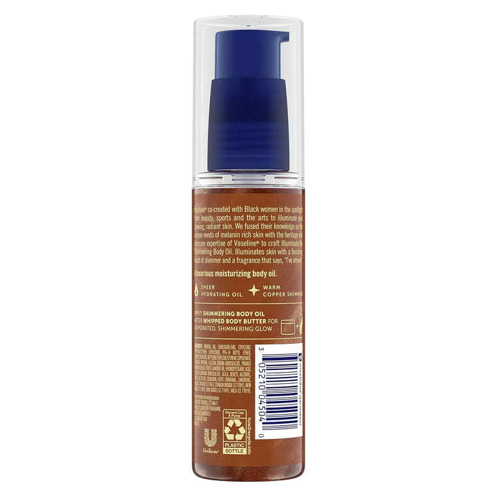 Vaseline Illuminate Me Shimmering Body Oil Created for Melanin Rich Skin Body Oil Illuminates Skin w