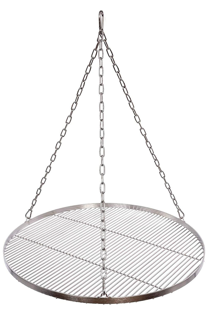 Grillrost Ø 70 cm mit Kette Edelstahl 4 mm Grillstabdicke Stababstand 10 mm für Schwenkgrill BBQ Dre