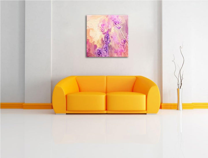 Pixxprint schöner Lavendel, Format: 70x70 als Leinwandbild, tolle Bilder fertig auf Holzrahmen gespa
