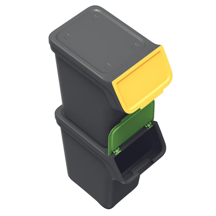 Keden Stackbox Q Mülltrennsystem 3x20L Set Mülltrennungsbehälter mit Deckel Recycling Recyclingbehäl