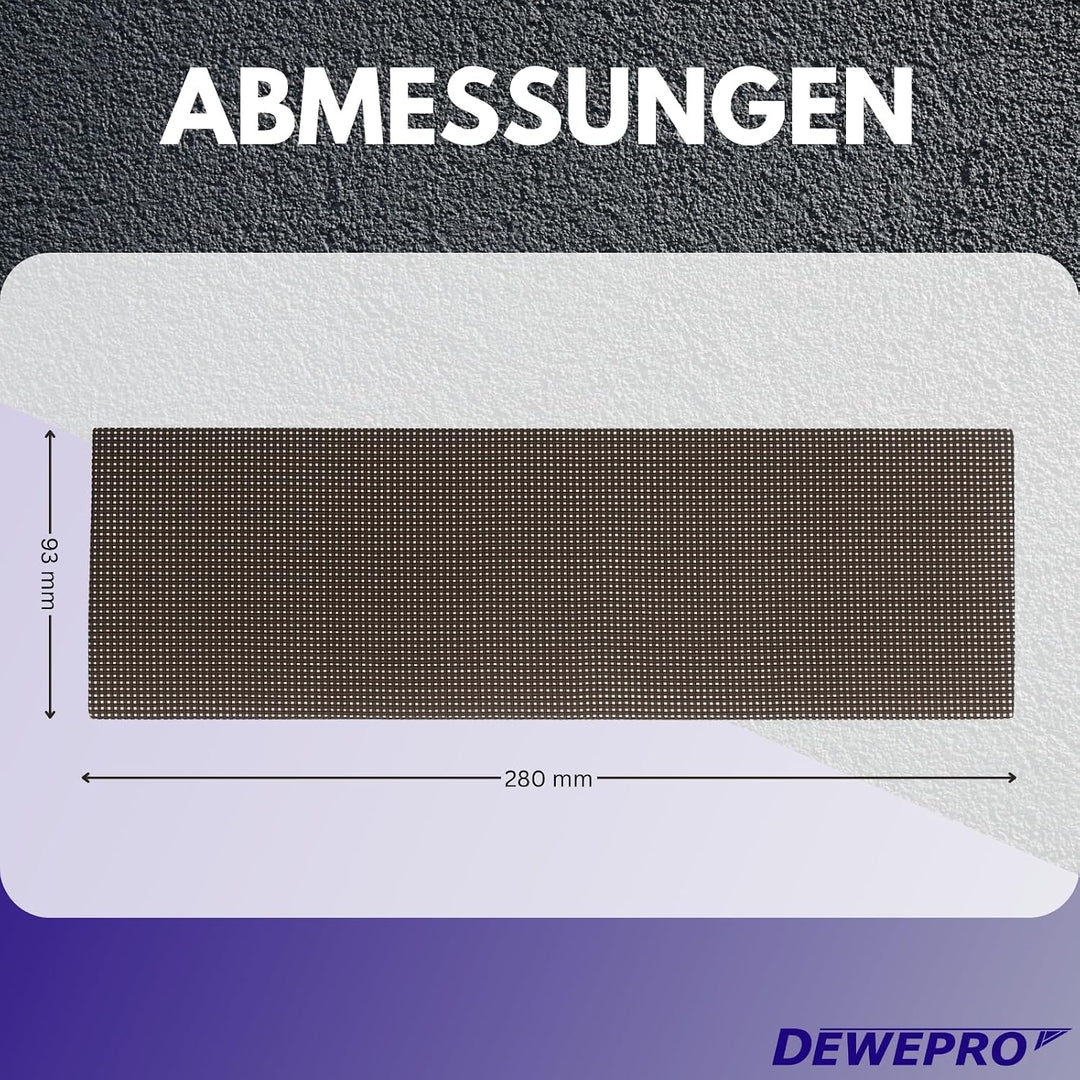 DEWEPRO Schleifgitter 50 Stück Körnung 120-280 x 93 mm - Schleifgitter zum Einspannen für staubarmes