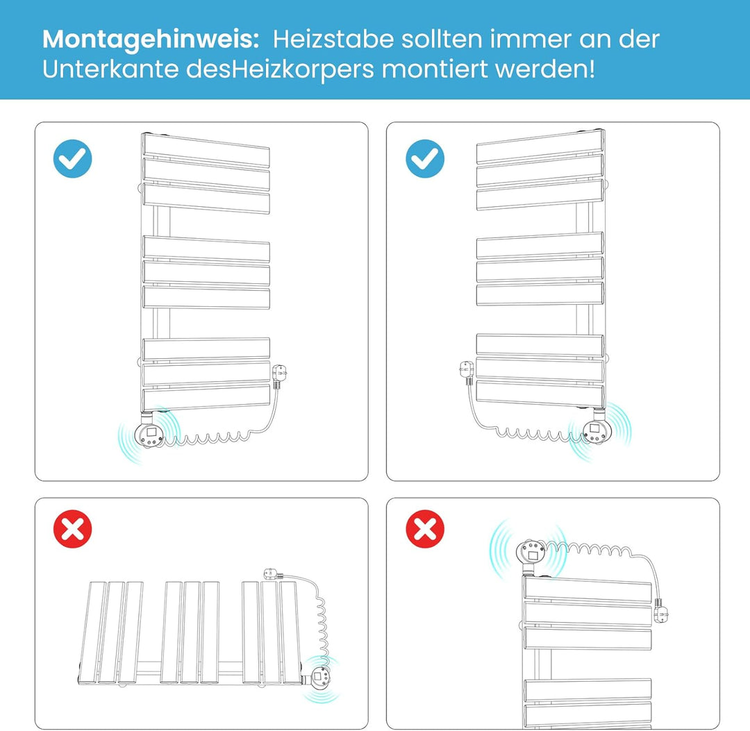Heilmetz Badheizkörper Elektrisch WiFi 1176 x 400 mm,Flach Bad Heizkörper mit Digitalem Thermostat,