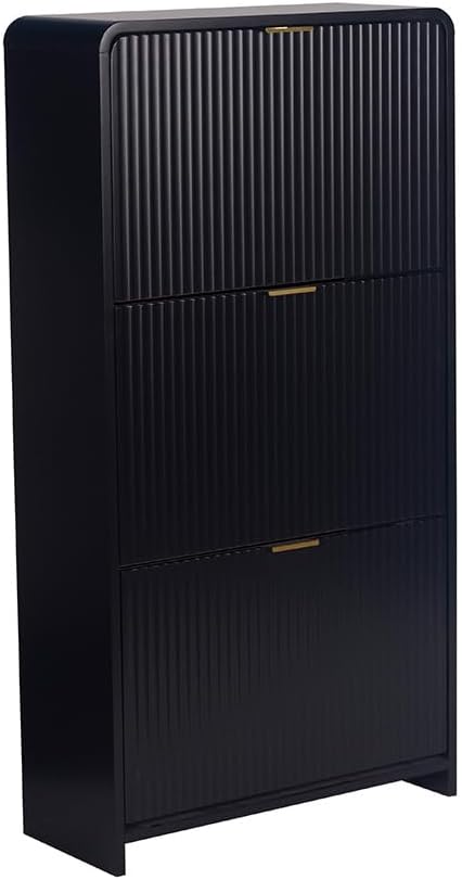 Milton &amp; Oldbrook Odda Schuhschrank, 3 Ebenen, Schwarz, Schwarz