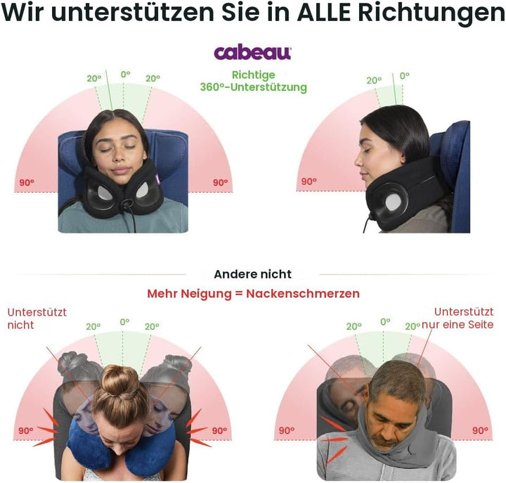 Cabeau Reisekissen für Lange Flüge, Evolution X, Nackenstütze, Memory-Schaum, Komfort für den Gang f