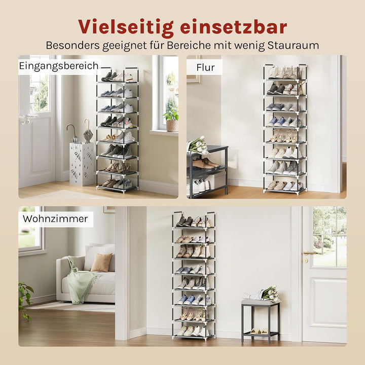 WOLTU Schuhregal 8 Ebenen Vliesstoff Schuhablage Metallgestell Schuhständer abnehmbare Ablage für 24
