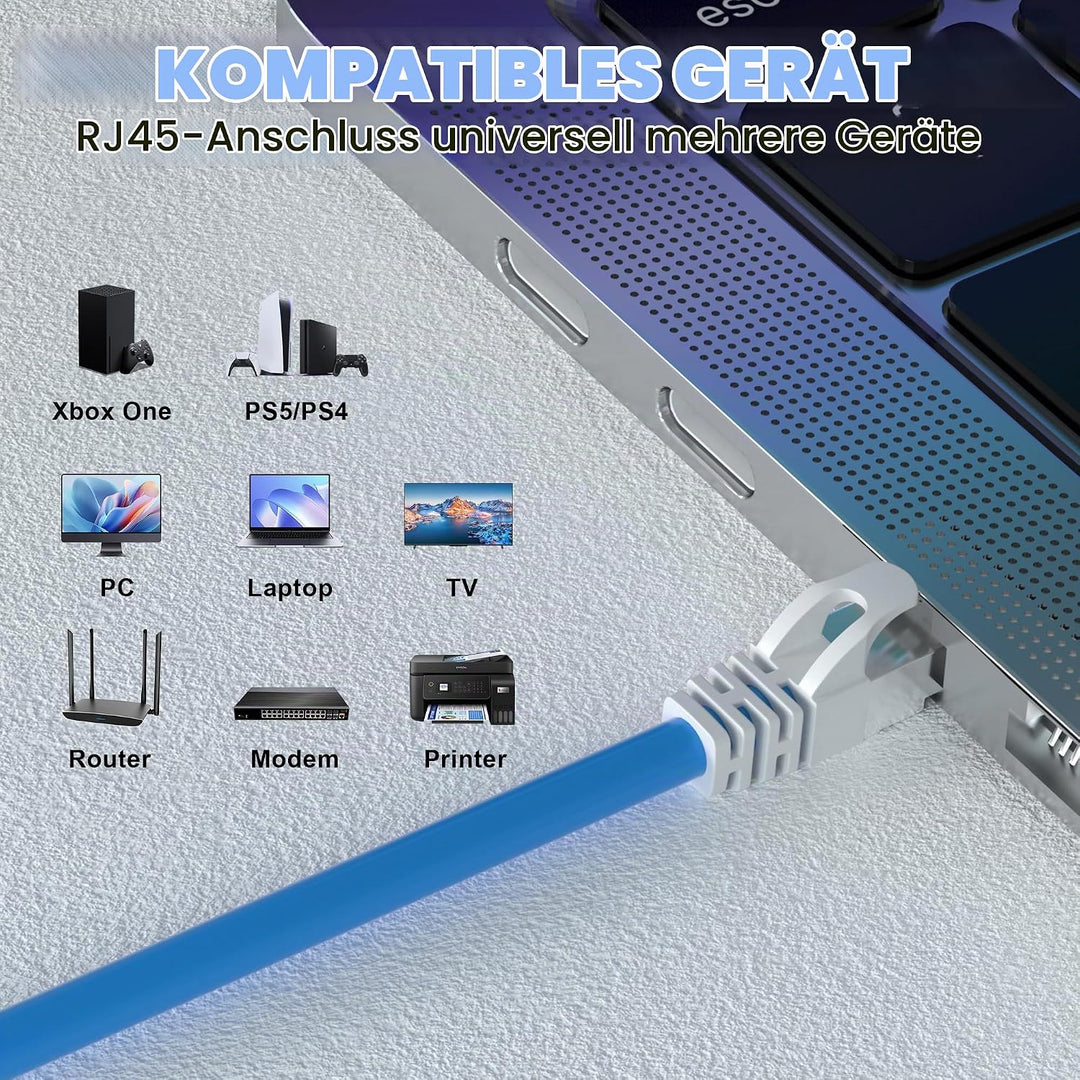 MEIPEK Cat 7 LAN Kabel 15 Meter, High Speed 10Gbps 600MHz Netzwerkkabel, 15 meter