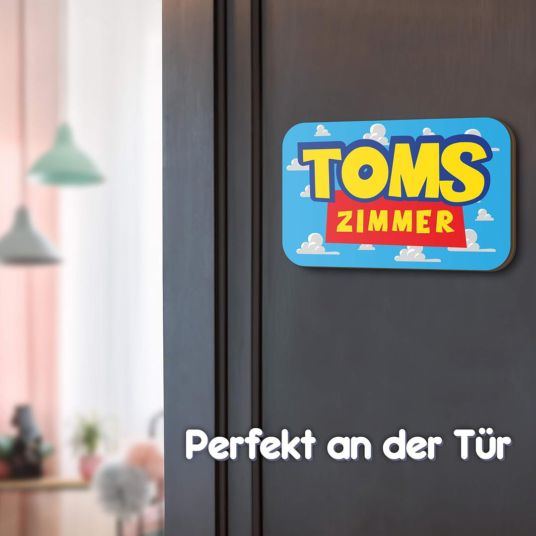 Elbeffekt Buntes Kinder Holzschild - personalisierbares Geschenk für Kinder - Kinderzimmer Deko - pe