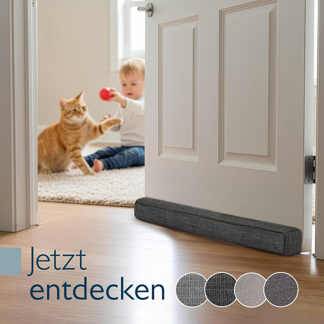Beautissu Zugluftstopper für Türen 130cm – Wärmeschutz &amp; Kälteschutz Türluftstopper Dunkelgrau – Sto
