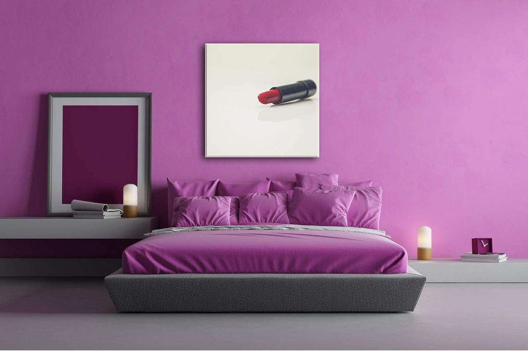 deyoli erotischer roter Lippenstift im Format: 70x70 als Leinwandbild, Motiv fertig gerahmt auf Echt