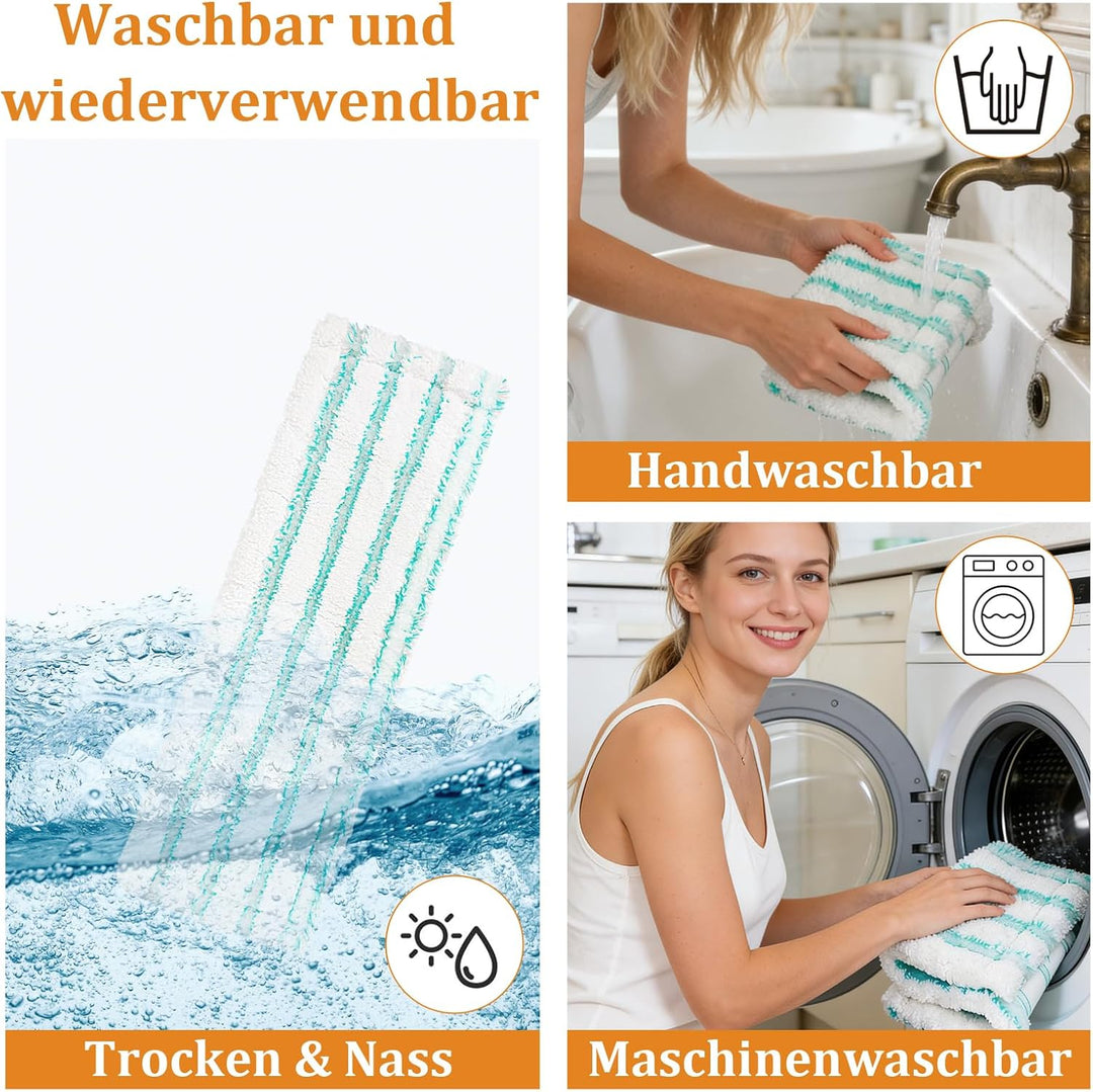 4 Stück Ersatz-Wischbezüge für Leifheit Profi XL Cotton Plus/Profi XL Micro Duo Vollstiel Bodenwisch