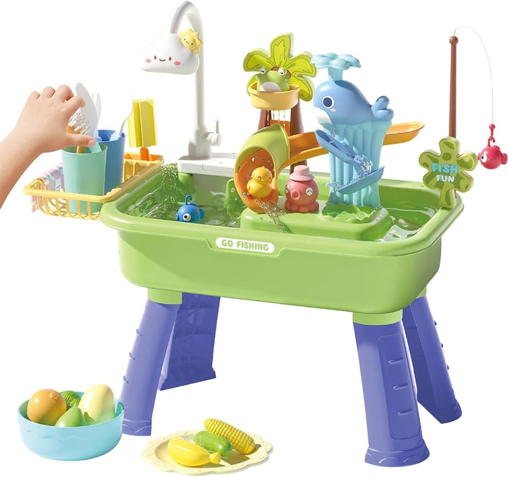 Generisch Wasserspieltisch Kinder Outdoor Sand Und Wassertisch Mit Wasserrad, Sprinkler &amp; Angelspiel