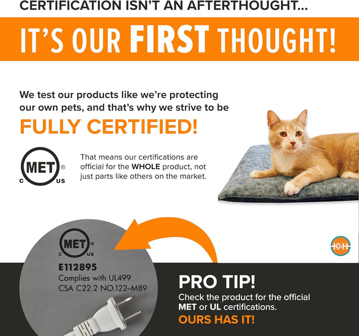 K&amp;H PET PRODUCTS Amazin Kitty Pad Beheiztes Katzenbett für den Innenbereich, fängt Tierhaare und Sch