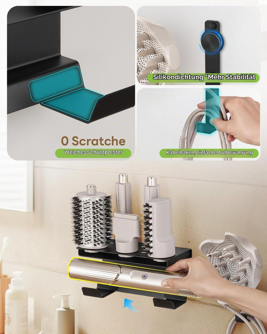 Fön Halterung Shark Hairstyler Wandhalterung Kompatibel mit Shark Flex Style Hair 6 in 1 HD430 HD435