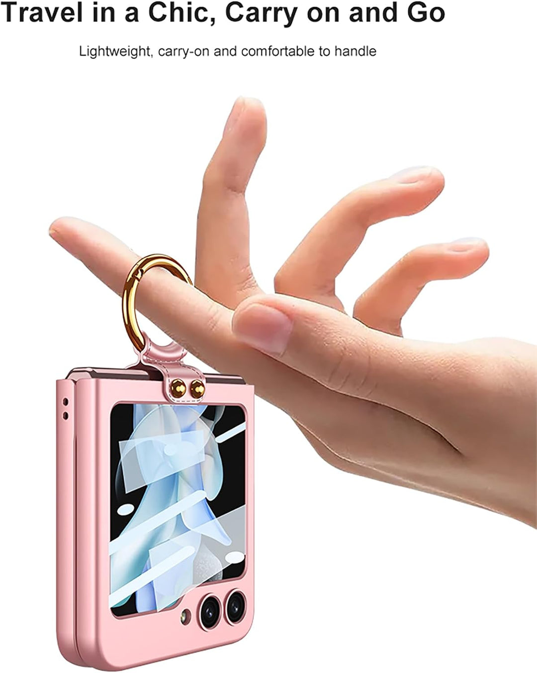 COQUE Hülle für Galaxy Z Flip 5 5G Hülle,Shell Film All-Inclusive Handyhülle mit Ring-Videoständer,F