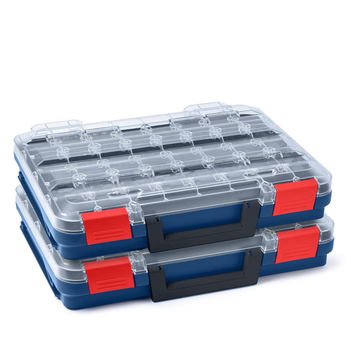 T-BOXX 320 Sortimentskasten Professional Blau - 2x Leer | Transparenter Deckel | IPX4 Spritzwassersc