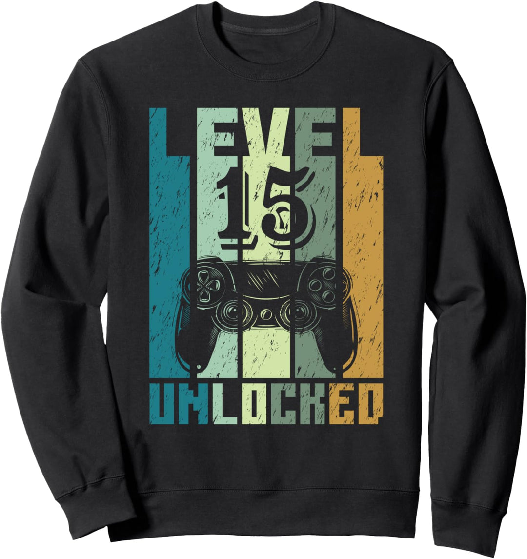 15. Geburtstag Gamer Zocker Geschenk Level 15 Unlocked Sweatshirt
