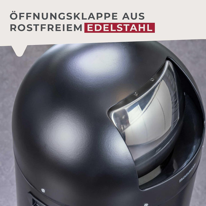 FACKELMANN ROME Pedal-Abfallsammler 33L Schwarz matt – Stilvoller Abfalleimer in Retro-Design mit ro