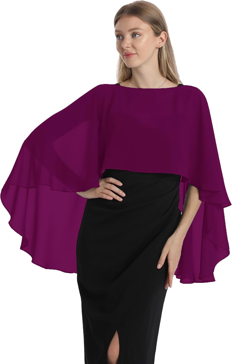 Damen Chiffon-umhang001 Pashmina-Schal Einheitsgrösse Fuchsia, Einheitsgrösse Fuchsia