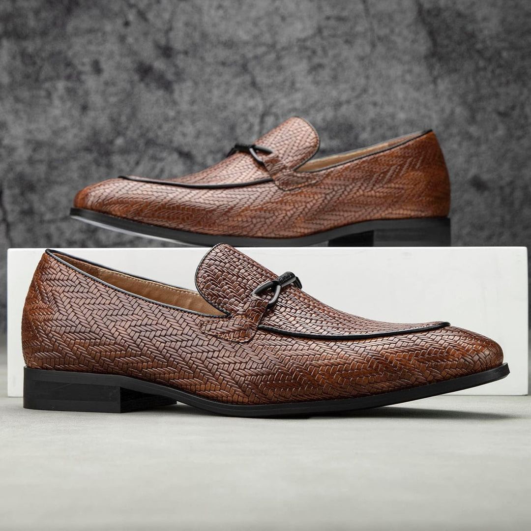 MEIJIANA Herren Mokassins Herren Elegante Schuhe Herren Casual Slip on Anzugschuhe 43 EU Braun 02, 4