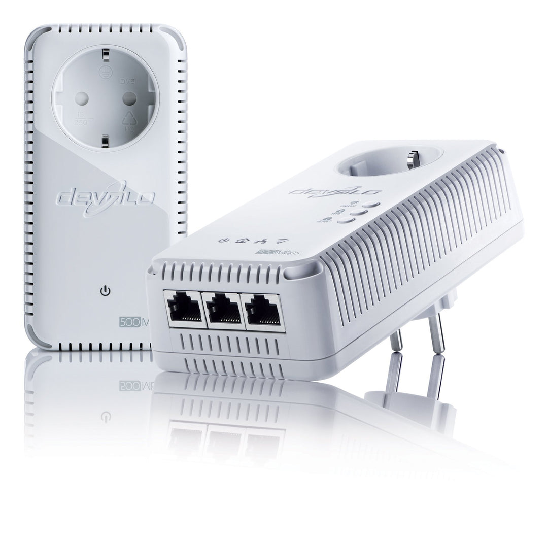 devolo dLAN 500 AV Wireless+ Starter Kit Powerline (Internet über die Steckdose, WLAN, 3x LAN Ports,