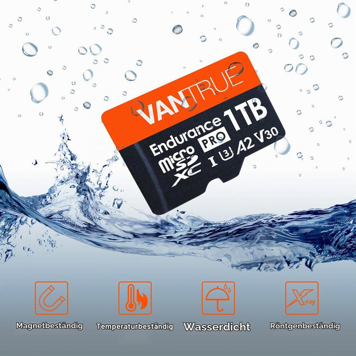 VANTRUE 1TB microSD Speicherkarte, UHS-I U3 4K, inkl. Adapter, Kompatibel mit Dashcam, Smartphone, T
