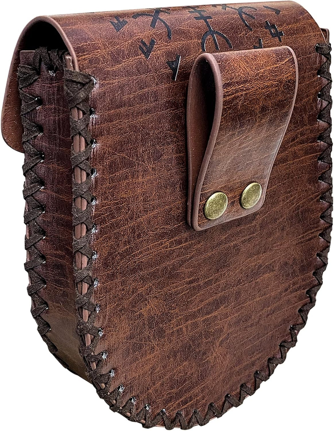 Mittelalterliche Gürteltasche, Braune Nordische Geprägte Gürteltasche, Drache Fenrir Wolf Ledergürte