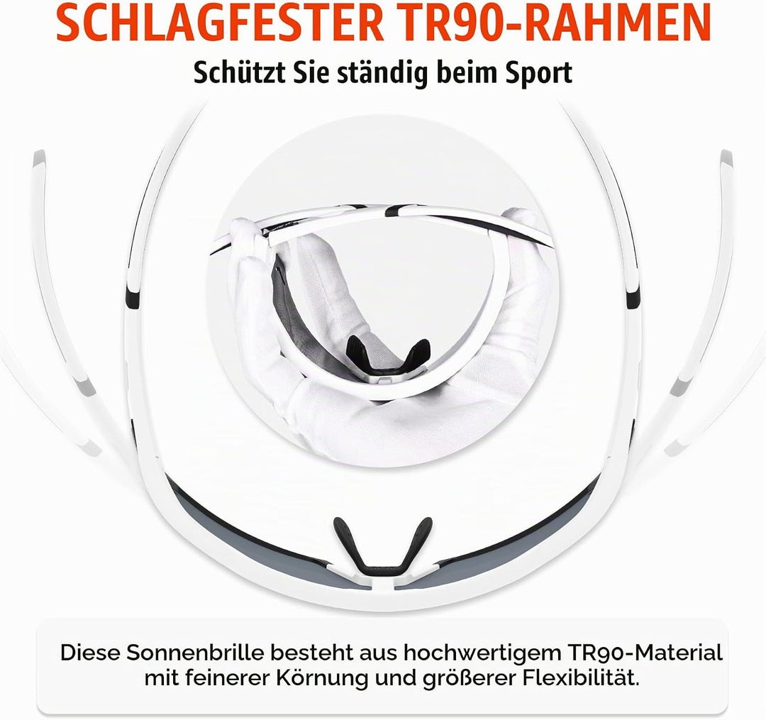X-TIGER Fahrradbrille Polarisiert Sonnenbrille mit 5 wechselgläser TR90 Rahmen für Herren Damen Spor