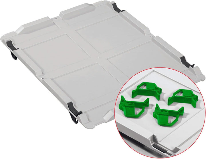 Auflagedeckel Set Eurobox NextGen mit 4 grünen Schiebeschnappverschlüssen | BxT 30x40cm | Eurobehält