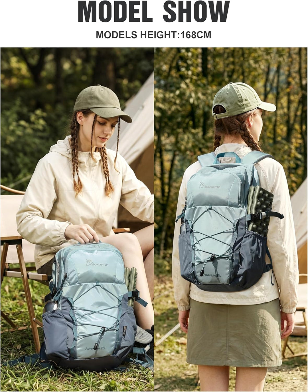 Mountaintop 25L/40L Wanderrucksack Damen Herren für Wandern 25L Marineblau, 25L Marineblau