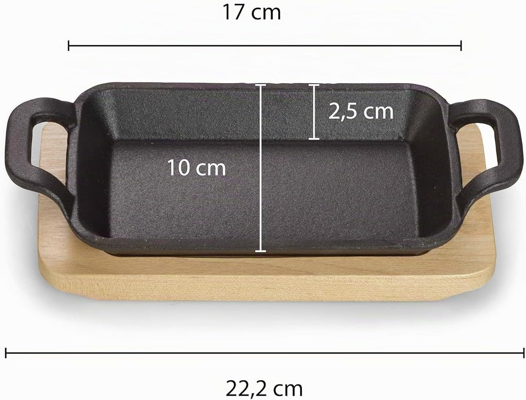 ECHTWERK Servierschale aus Gusseisen, Servierschälchen, Mini Auflaufform mit Servierbrett, Bereits e