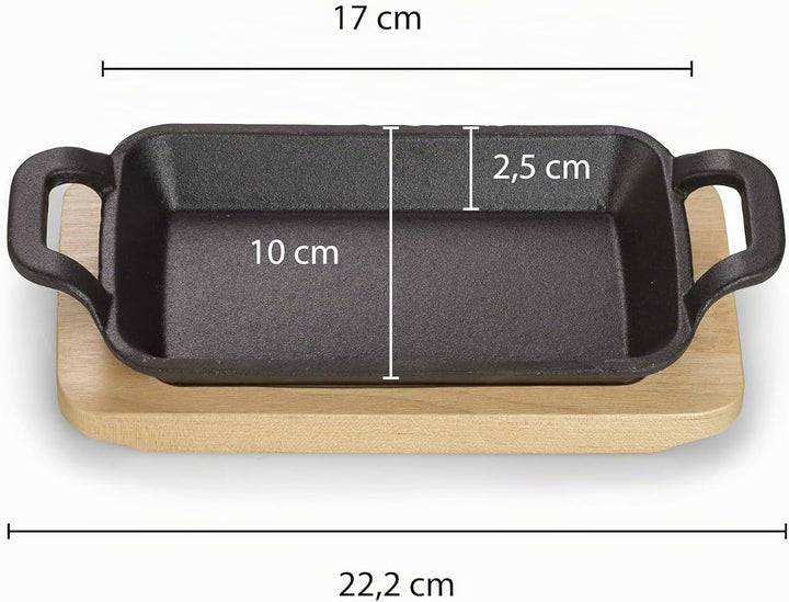 ECHTWERK Servierschale aus Gusseisen, Servierschälchen, Mini Auflaufform mit Servierbrett, Bereits e