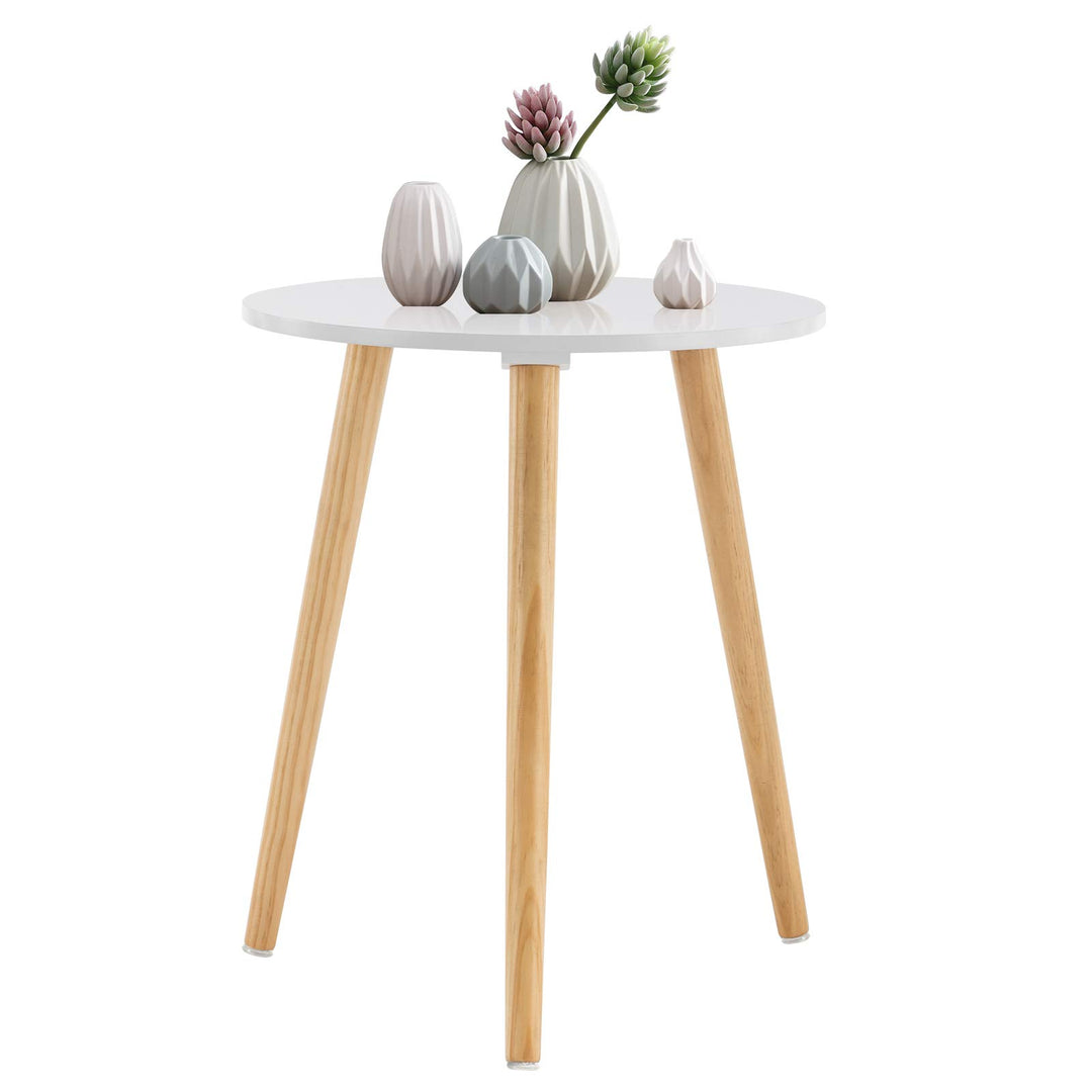 YOUDENOVA Beistelltische Holz, Couchtisch rund, Ø42x52cm, Wohnzimmertisch, Nachttisch mit Tablett, S