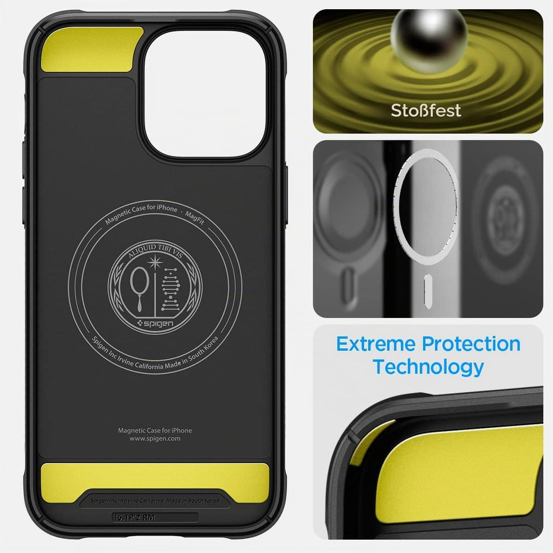 Spigen Rugged Armor MagFit Hülle Kompatibel mit iPhone 14 Pro -Matte Black, Matte Black