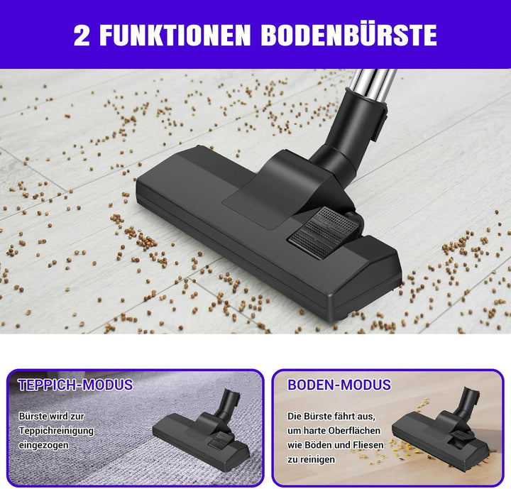 ZyklonStaubsauger Beutellos ohne Beutel, 1200W Elektrischer Staubsauger mit Handkabel für Tierhaare,