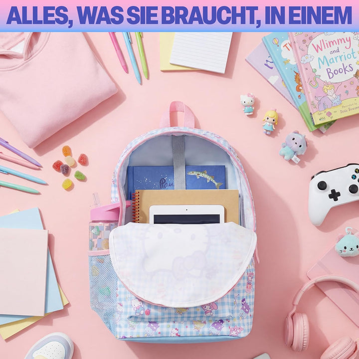 Get Trend Hello Kitty Sanrio Rucksack Kinder Set, Kinderrucksack &amp; Trinkflasche, 500ml Schule Sport