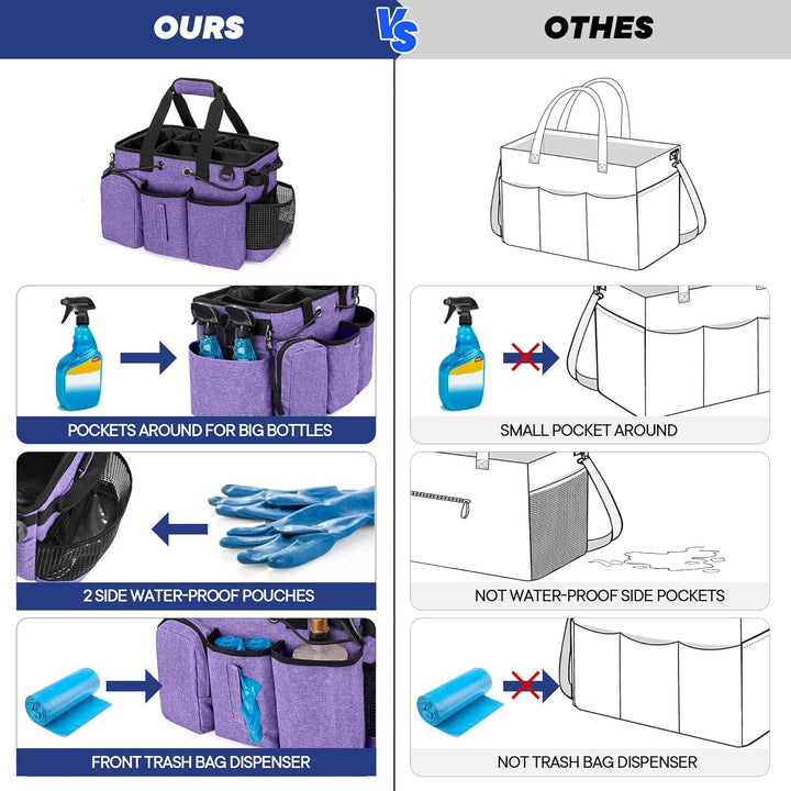 LoDrid Grosser Professioneller Reinigung Tasche mit abnehmbarer Trennwand, Reinigung Tragetasche mit