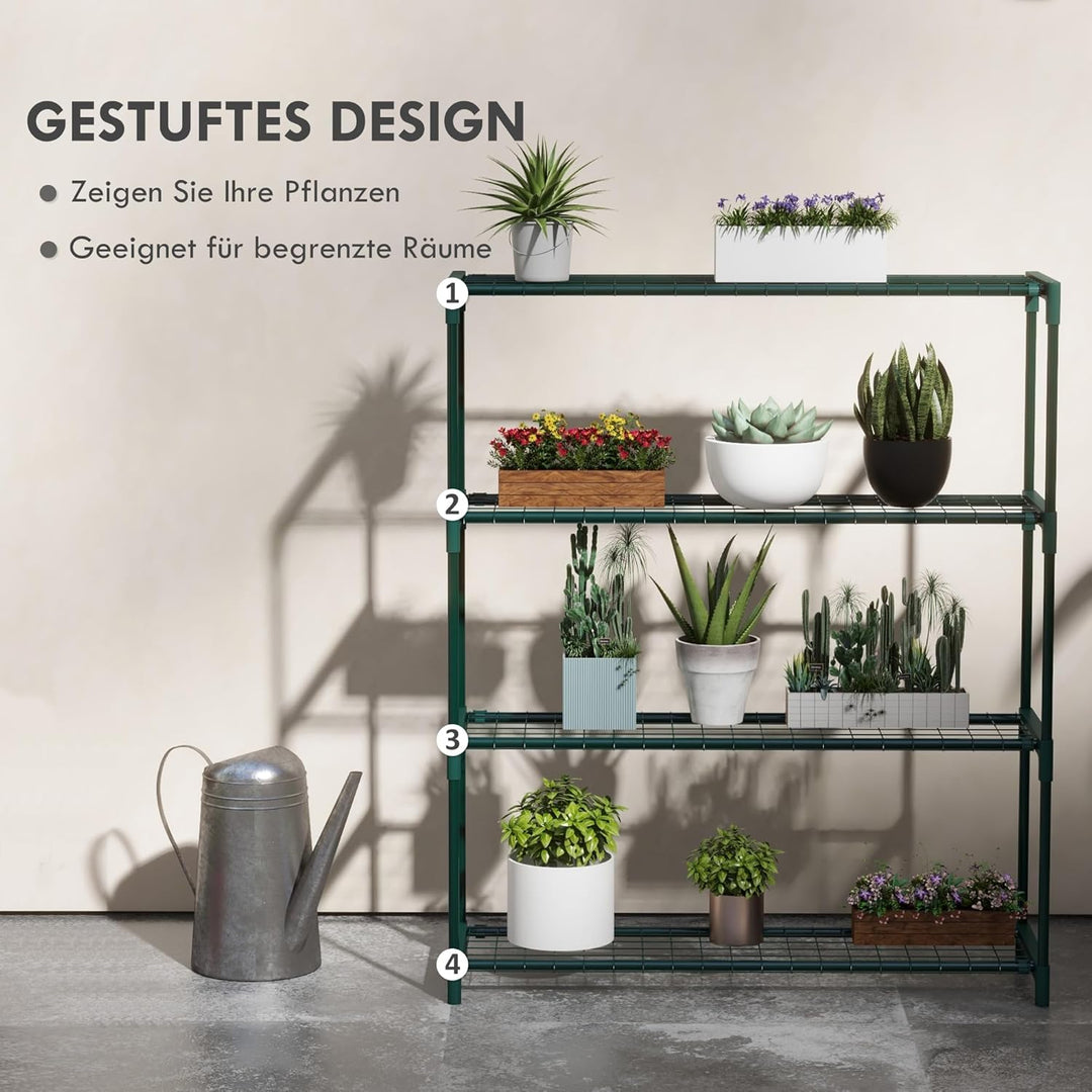 Outsunny Pflanzenregal, Blumenständer mit 4 Ebenen Blumenregal, Pflanzenständer für Garten, Balkon,