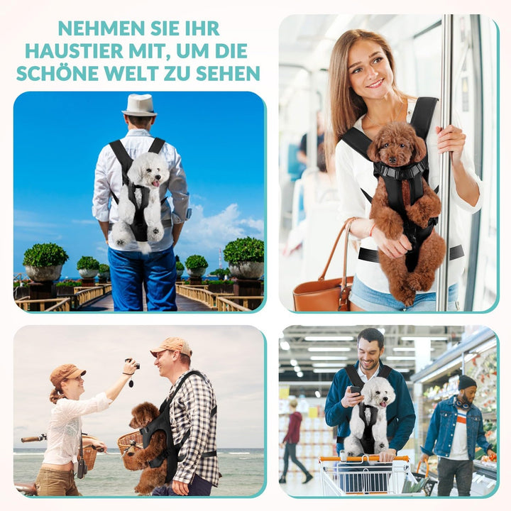 Nasjac Hunderucksack, Verstellbarer Frontträger für Haustiere, Beine draussen &amp; einfach anzupassen &amp;