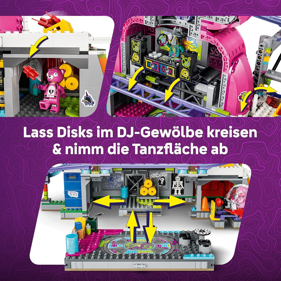 LEGO Fortnite Rave Cave - Interaktives Spielzeug mit Freizeitpark-Modell und 6 Minifiguren - Zimmerd