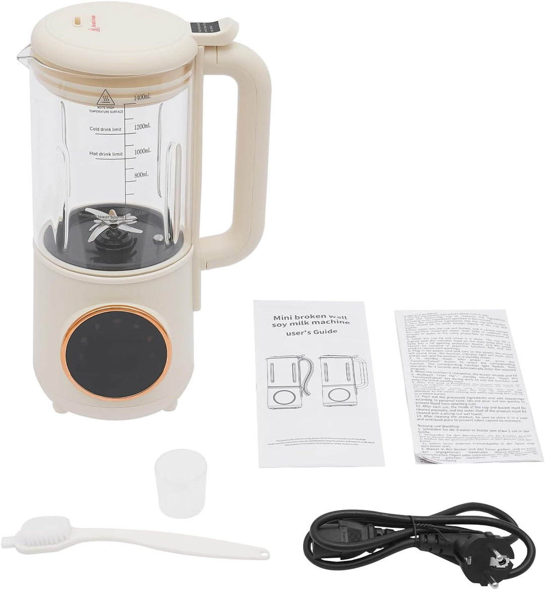 1.4L Automatische Sojamilchmaschine I Nussmilchmaschine mit 24h Timer, Selbstreinigung, 600W, 16 Kli