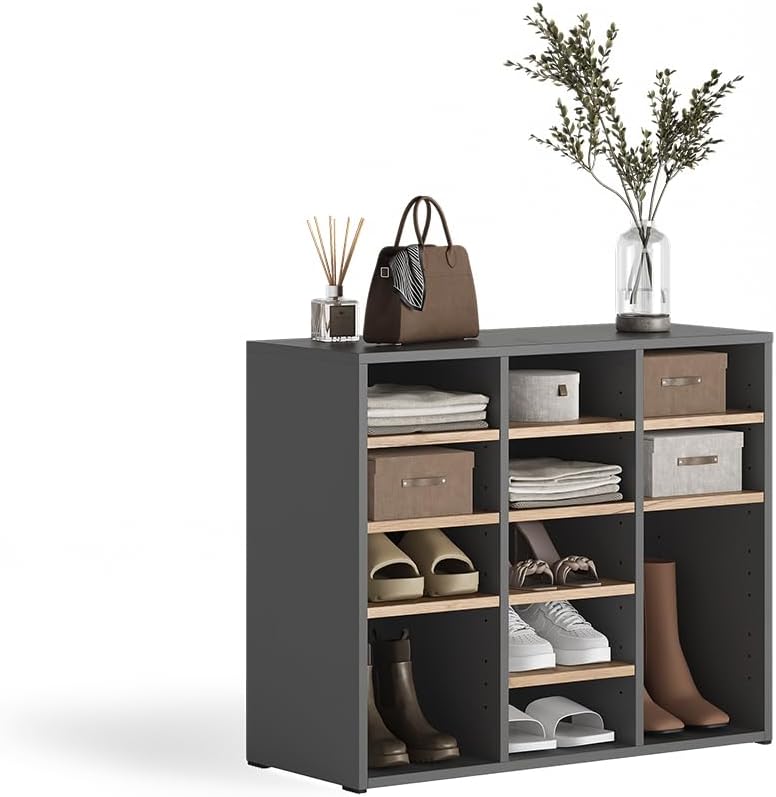 Vicco Schuhschrank Lysander, Anthrazit/Goldkraft Eiche, 78.6 x 65.5 cm Anthrazit/Goldkraft Eiche 78
