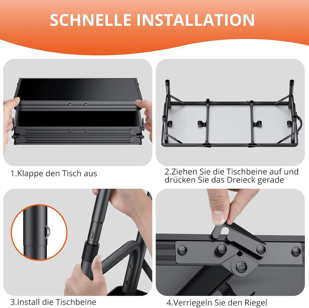 FUNYKICH Campingtisch klappbar mit 3 Einstellbarer Höhe(26/48/70), tragbarer Aluminium Grilltisch Ou