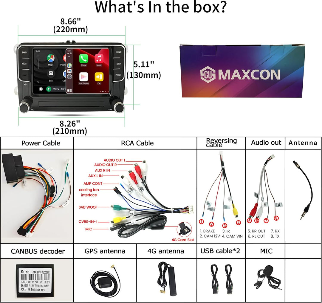 SCUMAXCON 7 Zoll 8-Core Advanced DSP kabellos CarPlay Android Auto Autoradio Android13 2+32 GB IPS 4