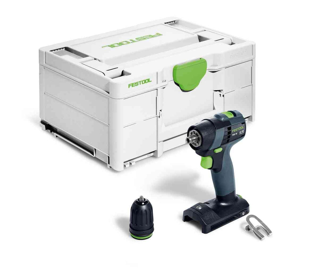 Festool – Akku-Bohrschrauber TXS 18-Basic inkl. FastFix Schnellspannbohrfutter 10 mm + Gürtelclip +