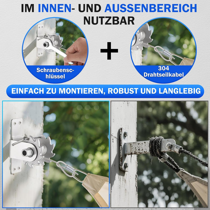 Angooni Sonnensegel-Hardware-Kit inklusive Winden &amp; Drahtseil, Anti-Rost-Edelstahll-Hardware-Kit für