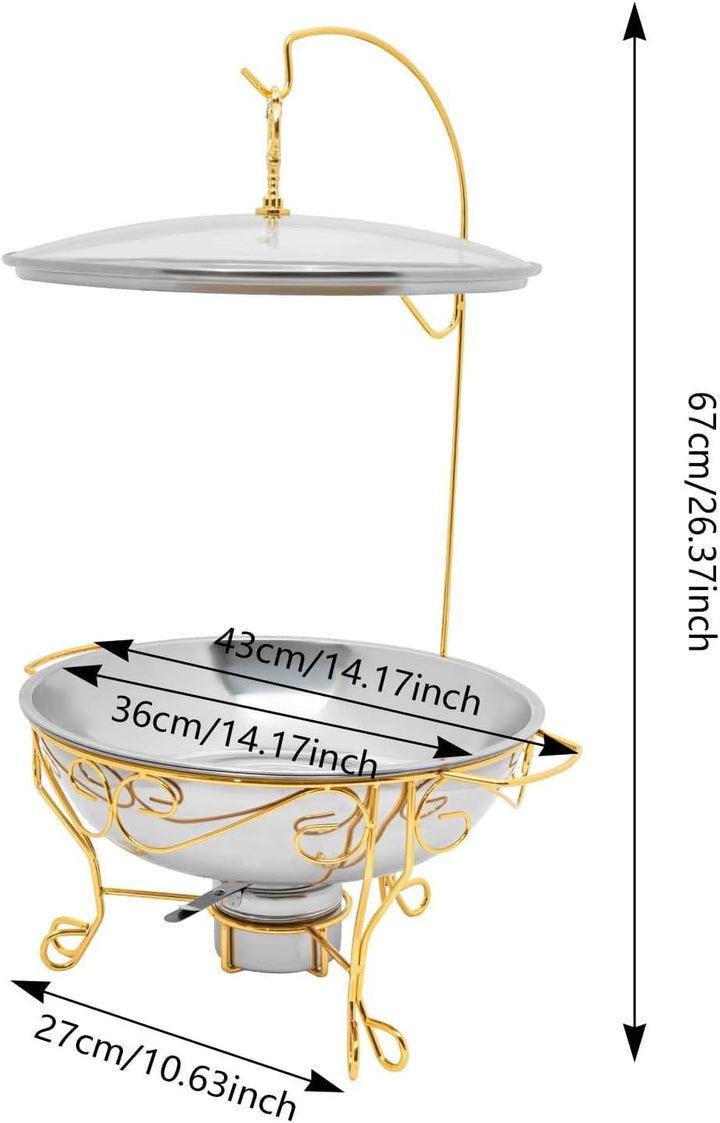 6L Runden Speisenwärmer, Edelstahl Catering Dish Set Abnehmbare Chafing Dish Buffet Wärmebehälter mi