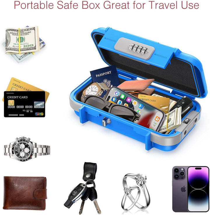LOFICOPER Tragbare Safe Box, Tragbare Sicherheitskoffer, Wasserdichte Zahlenschlossbox für Reisen, K