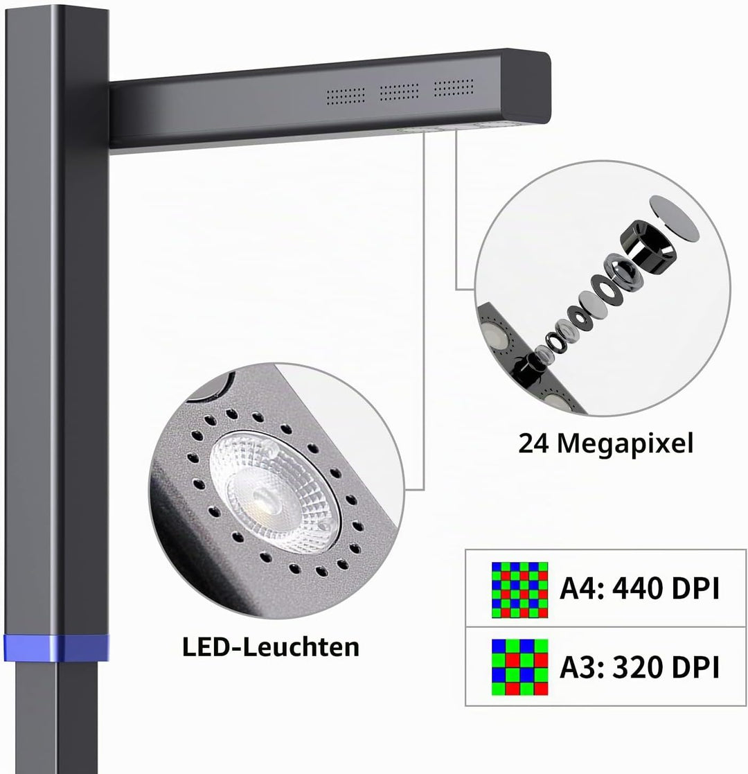 CZUR Shine Ultra Pro 24 MP Professionelle Dokumentenkamera Faltbarer Dokumentenscanner A3 Buchscanne