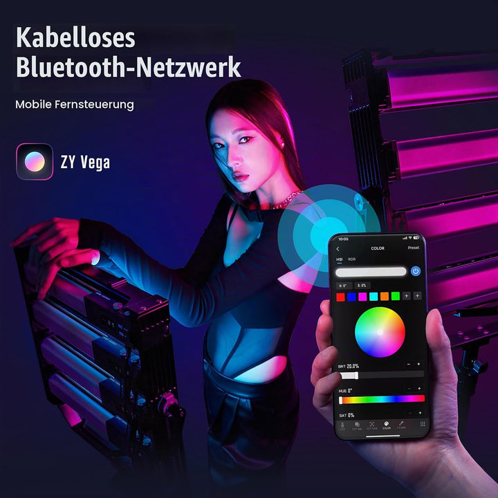 ZHIYUN CINEPEER C100 100W RGB Lichtstab, APP-Steuerung Videoleuchte Handgehalten 2700K-6500K CRI 95+