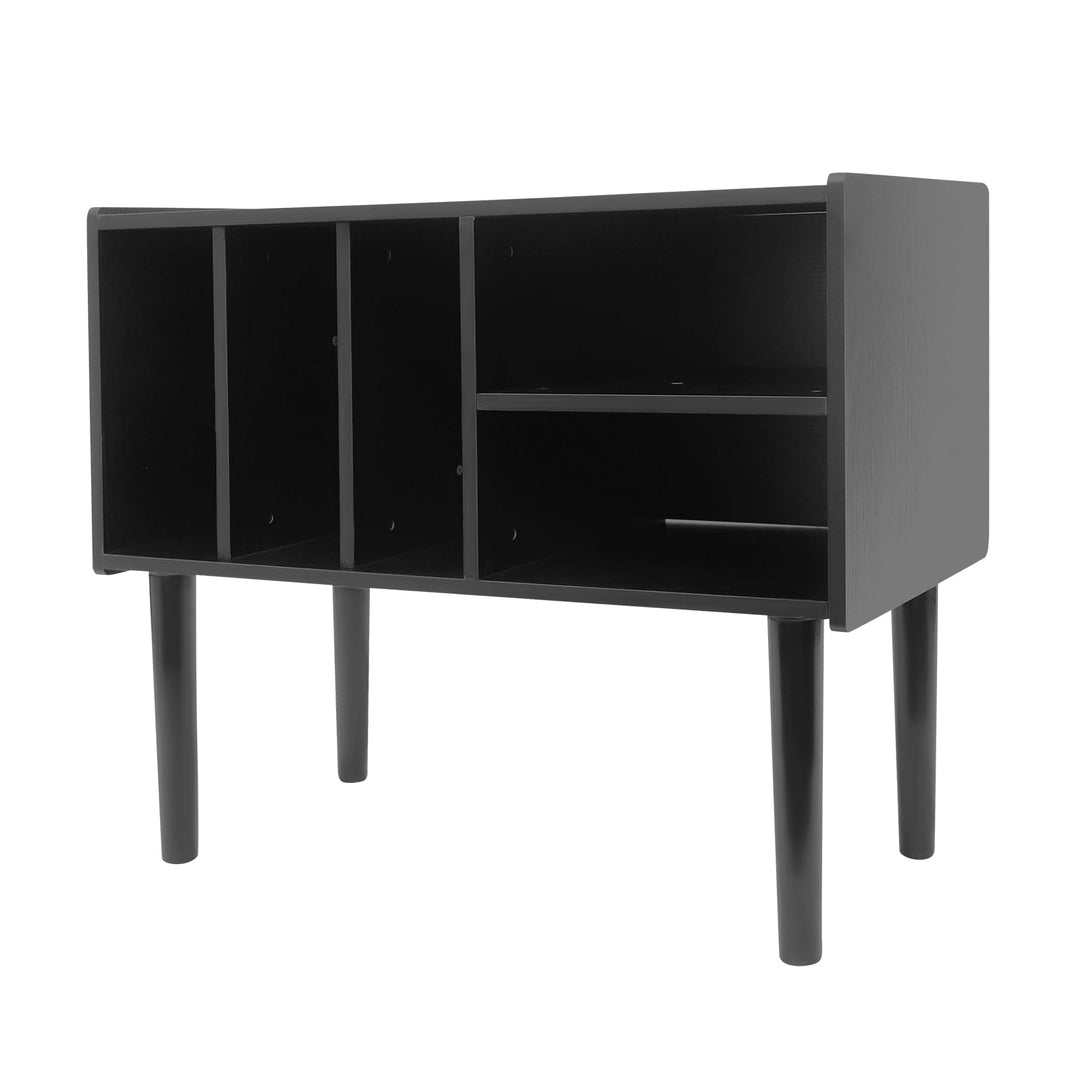 Plattenspieler Ständer mit Vinyl-Aufbewahrung, 80 x 40 x 68 cm, Schwarz